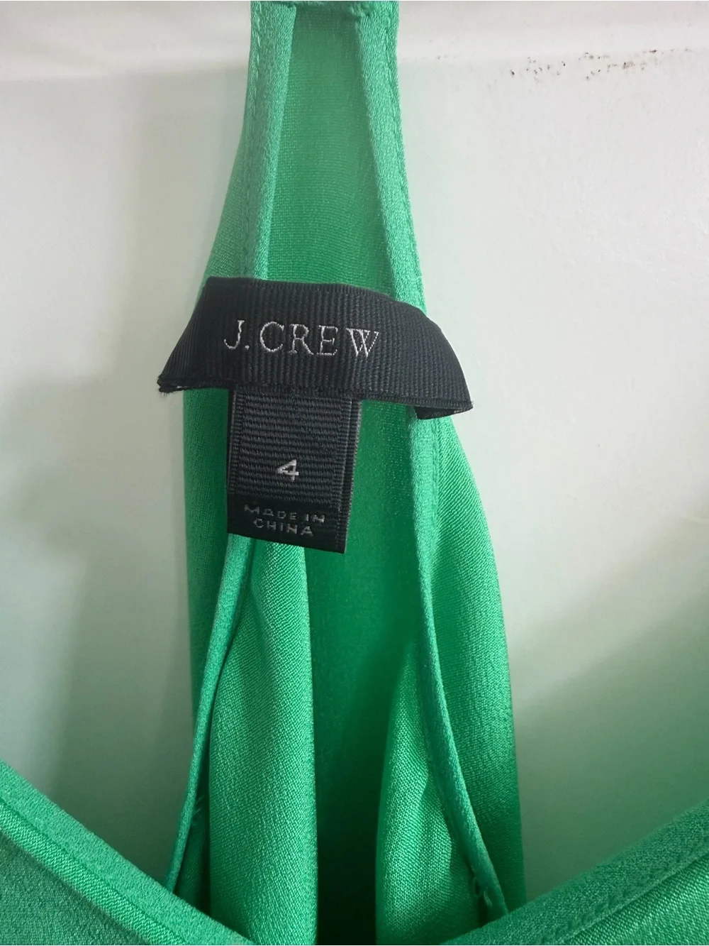 J. Crew Emerald Green Spaghetti Strap V-Neck Cami 100% Silk Sz 4
